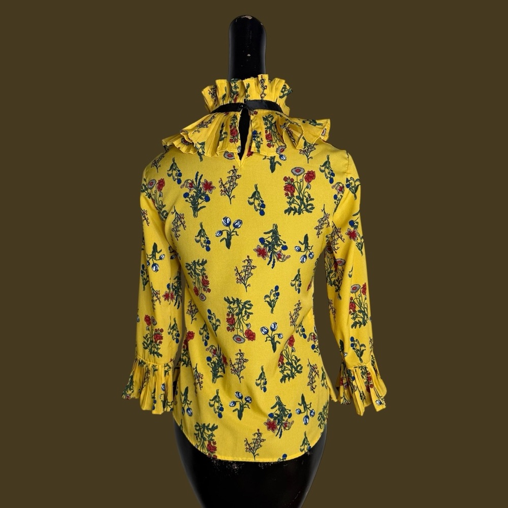 Acme Floral Yellow Ruffle Blouse - Picture 5 of 16